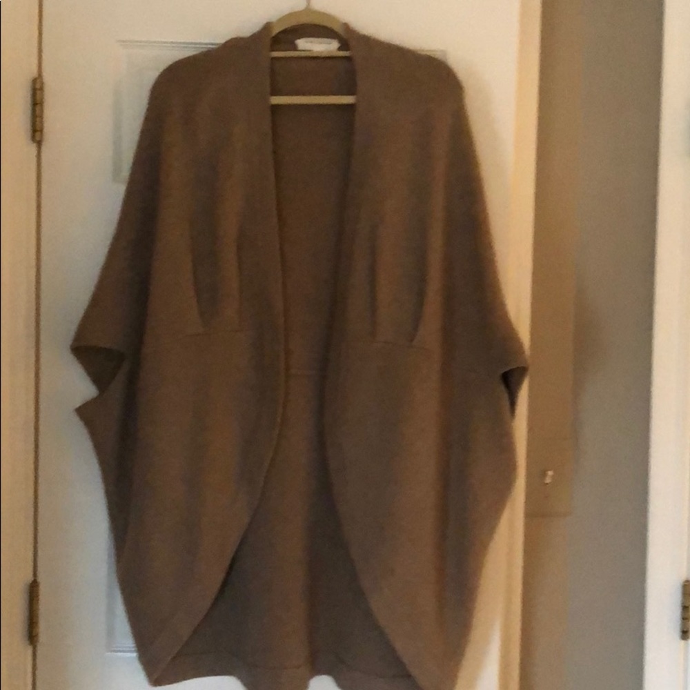 Long cashmere tan sweater.